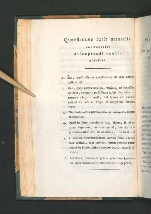 Quaestiones iuris naturalis controuersae disceptandi caussa adjectae.