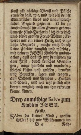Drey anmüthige Salve zum Kindlein Jesu.