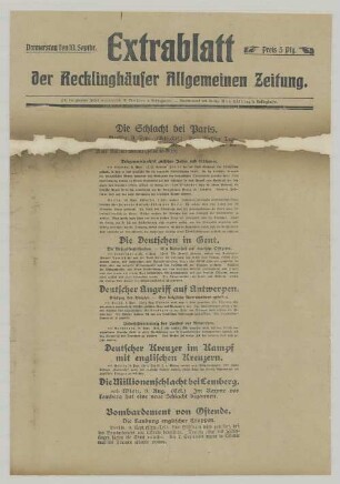 "Die Schlacht bei Paris // Die Deutschen in Gent // Deutscher Angriff auf Antwerpen"