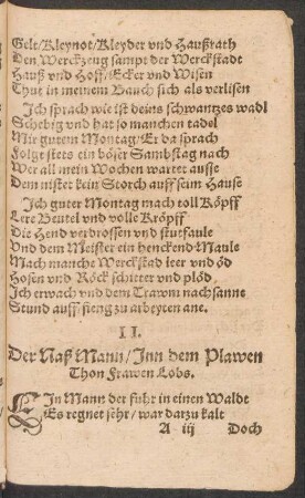 Der Naß Mann/ Jnn dem Plawen || Thon Frawen Lobs. ||