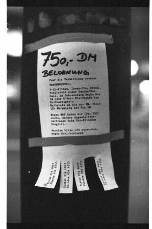 Kleinbildnegative: Aushang, Wohnungsgesuch, 1982