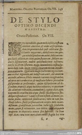 [Oratio Posterior. Or. VII.] De Stylo Optimo Dicendi Magistro
