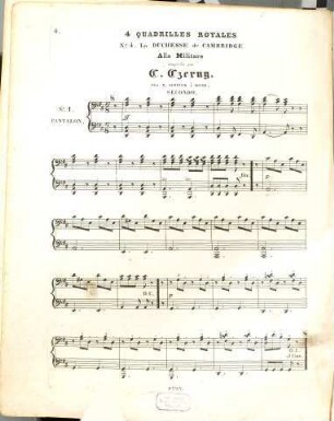 Quatre quadrilles royales : pour le piano à quatre mains. 4, La duchesse de Cambridge : (alla militare)