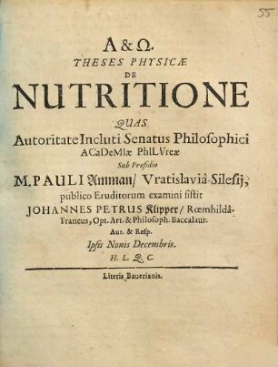Theses Physicae De Nutritione