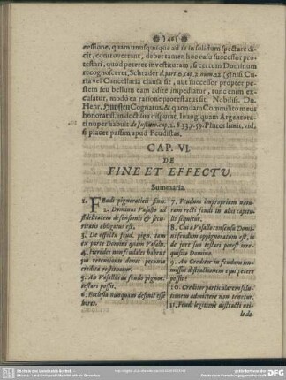 Cap. VI. De Fine Et Effectu