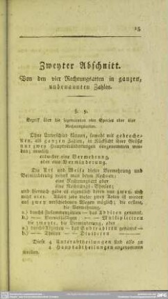 Zweyter Abschnitt. Von den vier Rechnungsarten in ganzen, unbenannten Zahlen