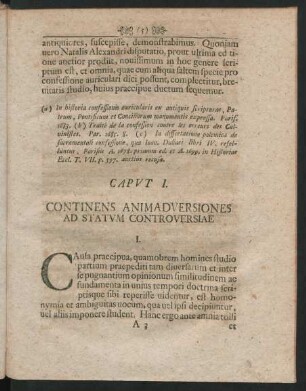 Caput I. Continens animadversiones Ad Statum Controversiae