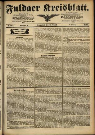 Zweite Ausgabe vom Samstag, den 13. August 1910.