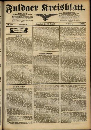 Zweite Ausgabe vom Samstag, den 13. August 1910.