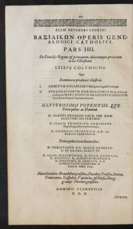 Pars IIII. De Familiis Regum ... Stirps Columnia: ...