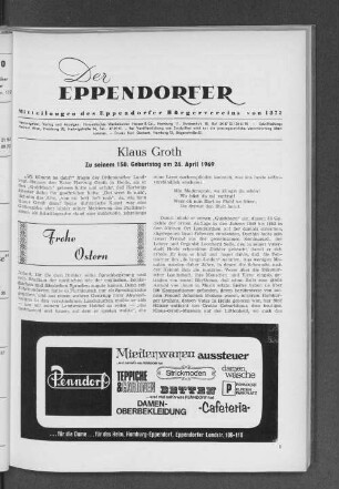 Klaus Groth Zu seinem 150. Geburtstag am 24. April 1969