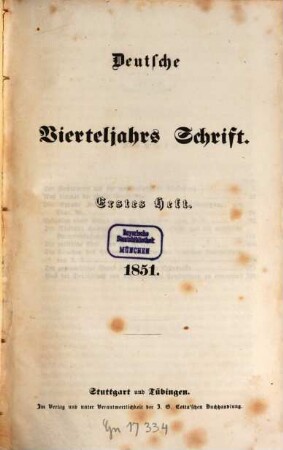 Deutsche Vierteljahrs-Schrift. 1851,1/2