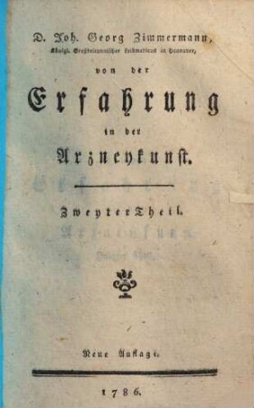 Von der Erfahrung in der Arzneykunst, 2