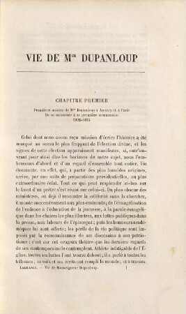 Vie de Mgr Dupanloup évêque d'Orléans par François Lagrange, 1. L'Abbé Dupanloup