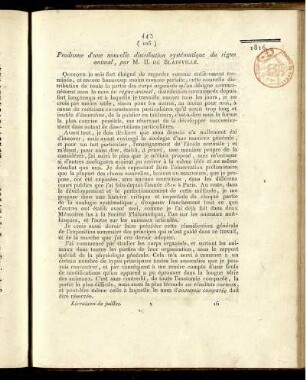 Prodrome d´une nouvelle distribution systématique du règne animal,