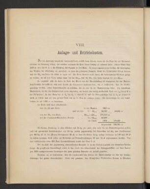 VIII. Anlage- und Betriebskosten.