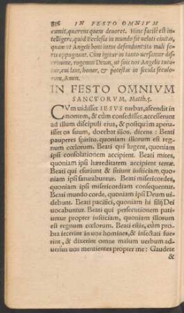 In Festo Omnium Sanctorum ...