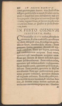 In Festo Omnium Sanctorum ...