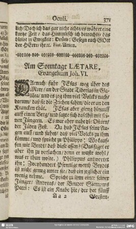 Am Sonntage Laetare, Evangelium Joh. VI
