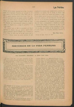 Misterios de la vida perruna : Una encuesta "kolossal" al doctor Pedro Passo