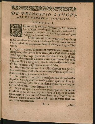 De Principio Sanguinis Et Venarum Disputatio.