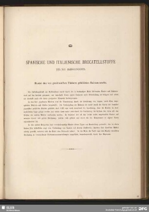 Spanische und italienische Brocatellstoffe des XVI. Jahrhunderts