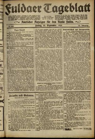 Ausgabe vom Freitag, den 10. September 1920.