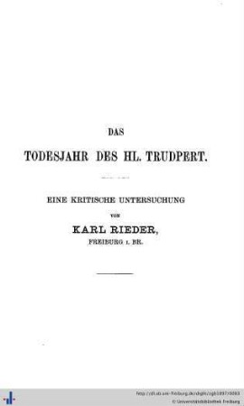 Das Todesjahr des hl. Trudpert.