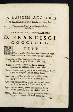 XXI, In Laudem Auctoris
