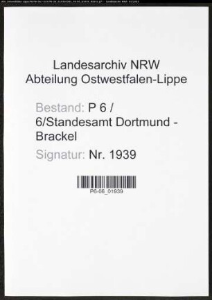 Heiratsregister Standesamt Dortmund-Brackel (VI)