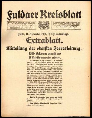 Zweite Ausgabe vom Mittwoch, den 11. November 1914.
