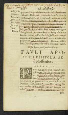 Pauli Apostoli Epistola Ad Colossenses.