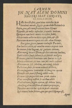 Carmen In Natalem Domini Nostri Iesu Christi, De Scala Iacob.