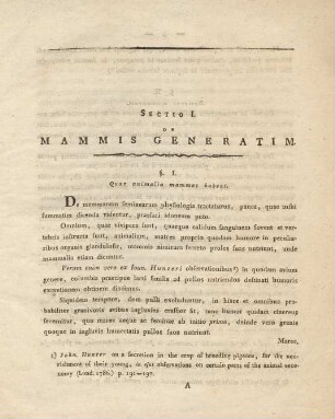 Sectio I. De mammis generatim