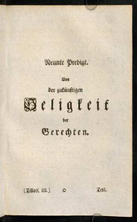 209-30, Neunte Predigt. Von der zukuenftigen Seligkeit der Gerechten.