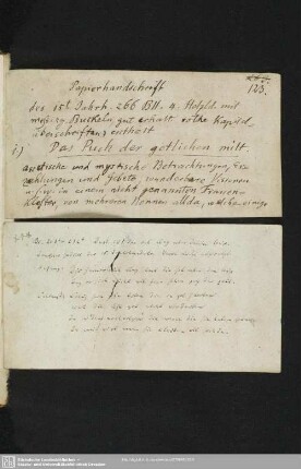 2 kurze Handschriftenbeschreibungen auf 2 Zetteln