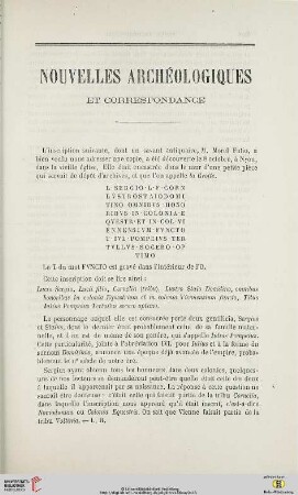 Nouvelles archéologiques et correspondance