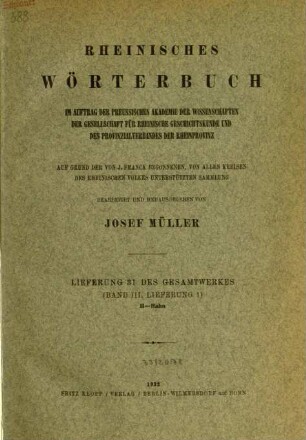 Rheinisches Wörterbuch / H-J