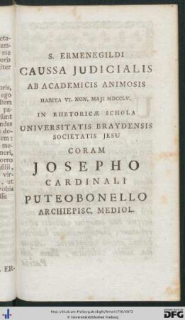 S. Ermengildi Caussa Judicialis.