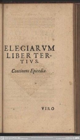 Elegiarum Liber Tertius