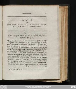 Caput II. De Iure Filii Successoris In Feudum, Facto De Eo A Patre Testamento.