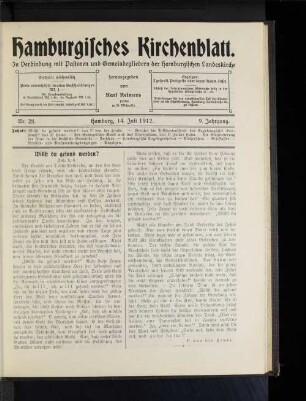 Nr. 28. Hamburg, 14. Juli 1912. 9. Jahrgang.