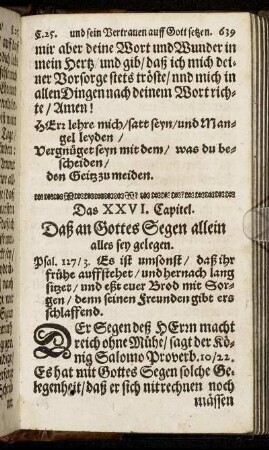 Das XXVI. Capitel. Daß an Gottes Segen allein alles sey gelegen.