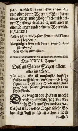 Das XXVI. Capitel. Daß an Gottes Segen allein alles sey gelegen.