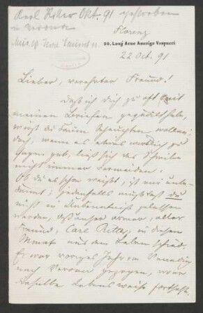 Brief an Hans von Bülow : 22.10.1891