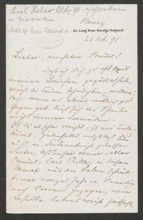 Brief an Hans von Bülow : 22.10.1891