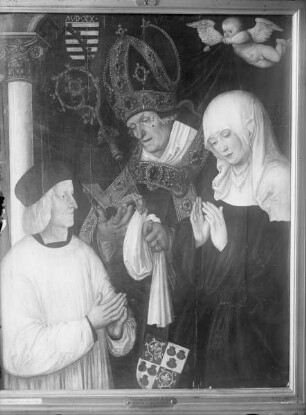 Heiliger Bischof Wilibald mit der heiligen Walburgis und dem Stifter Bischof Gabriel von Eib (Bischof von Eichstädt)