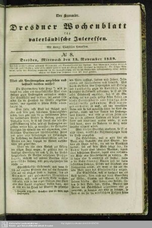No. 8. Dresden, Mittwoch den 13. November 1839