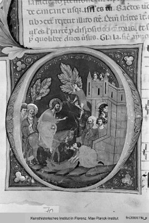 Graduale : Historisierte Initiale O: Einzug nach Jerusalem