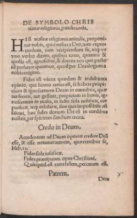De Symbolo Christianae religionis, pars secunda.